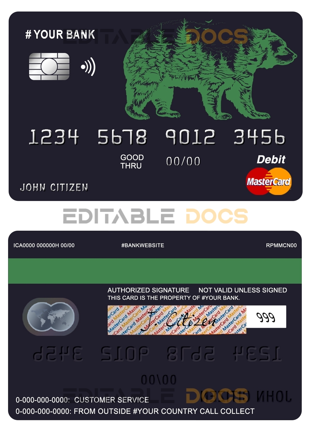 Fillable alpine bear universal multipurpose bank mastercard debit credit card Templates | Layer-Based PSD