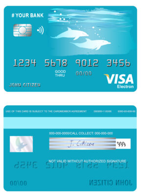 Fillable wander dolphins universal visa electron card Templates
