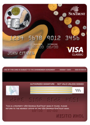 Editable USA Georgia SunTrust bank visa classic card Templates
