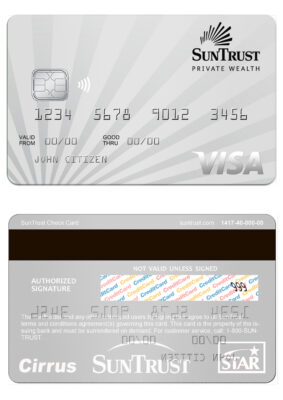 Editable USA SunTrust Visa debit card Templates