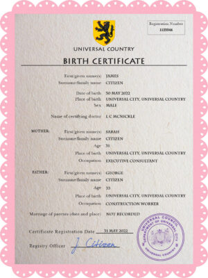 Authentic busk universal Birth Certificate PSD Template | Customize and Download Online