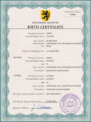 Authentic honor universal Birth Certificate PSD Template | Customize and Download Online