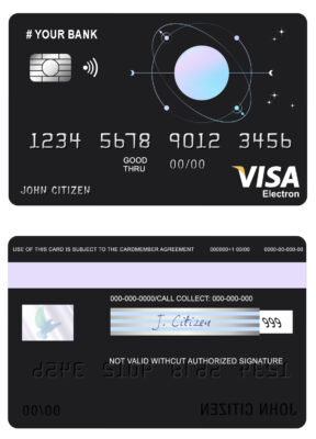 Editable one space universal visa electron card Templates