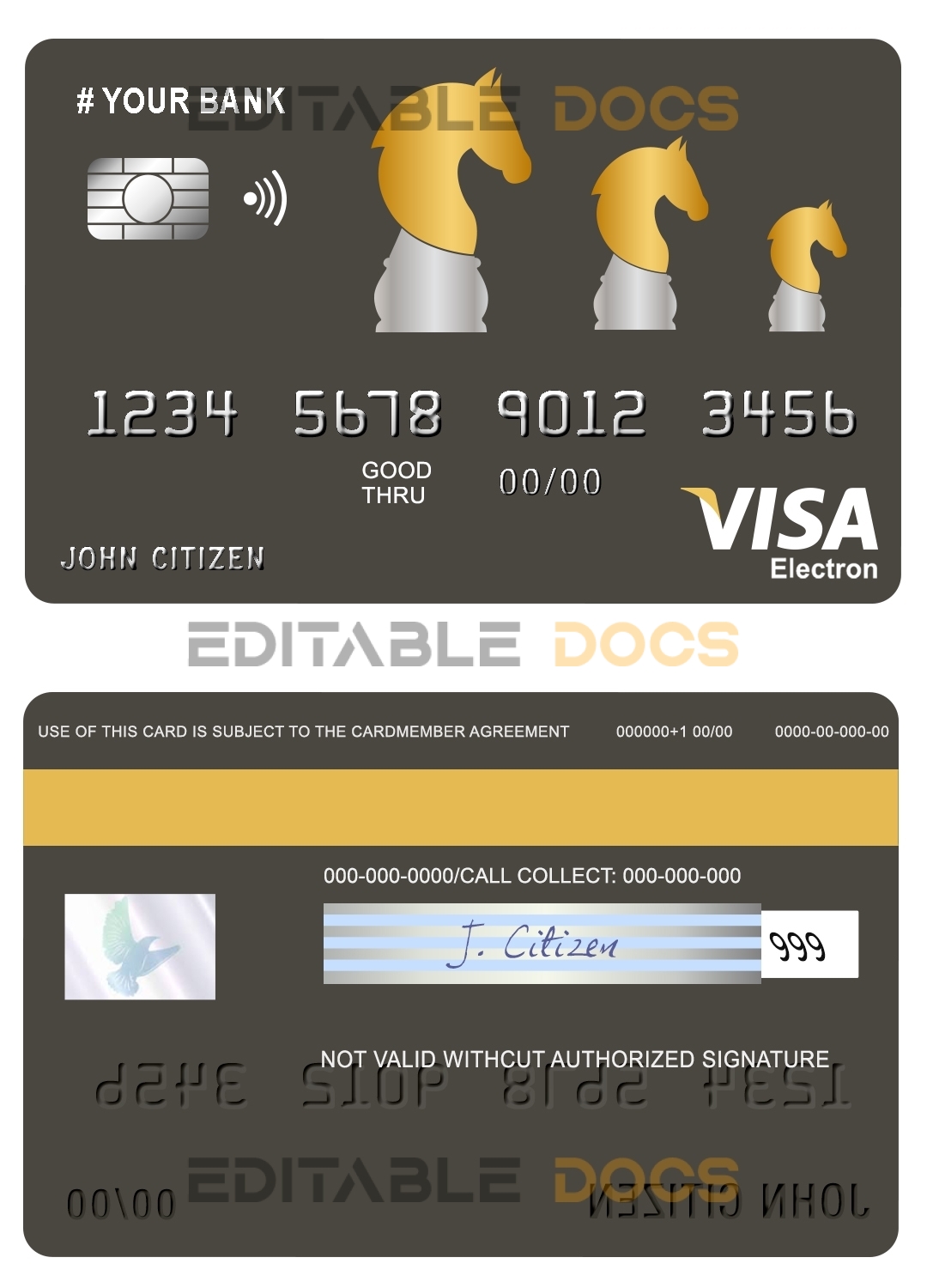 Fillable ride horse universal visa electron card Templates | Layer-Based PSD