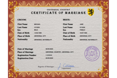sentiment universal Marriage Certificate | Editable PSD Templates