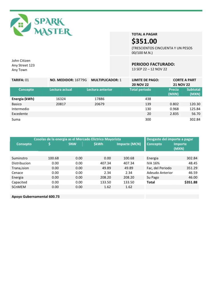 spark master universal multipurpose utility bill template
