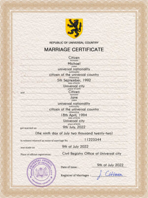 stock universal Marriage Certificate | Editable PSD Templates