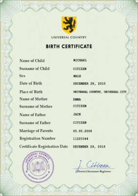 Authentic wisdom universal Birth Certificate PSD Template | Customize and Download Online